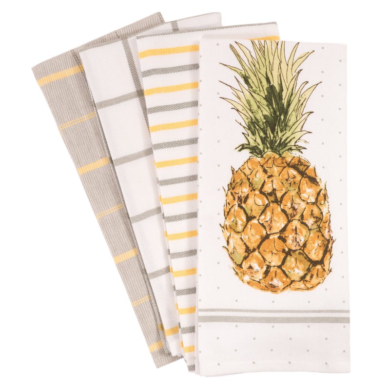 KAF Home Pantry Pineapple Kitchen Dish Towel Set of 4, 100-Percent Cotton, 18 x 28-inch - Image 1